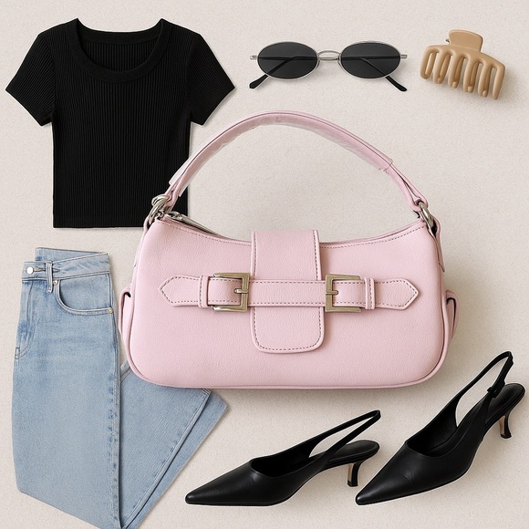 NWT Y2K Pink Baguette Shoulder Bag - Picture 2 of 16